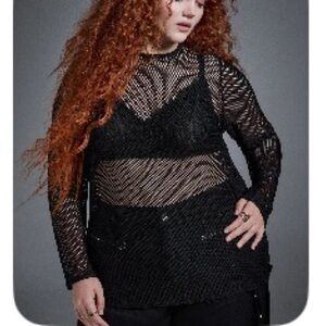 Torrid Black Fishnet Top